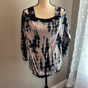 Rock and Republic cold shoulder tie dye sweater